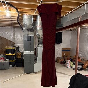 Elegant Burgundy Off-Shoulder Gown